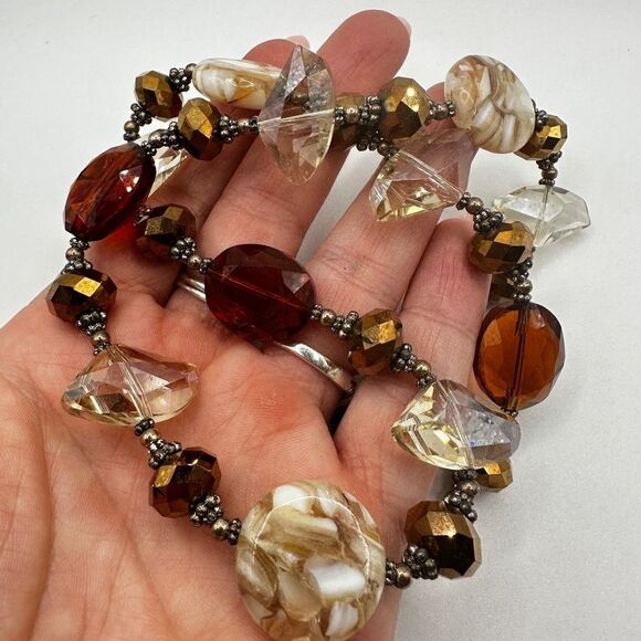 22" Swarovski Champagne Crystal, Glass and Resin/Shell beaded necklace! - Picture 8 of 13
